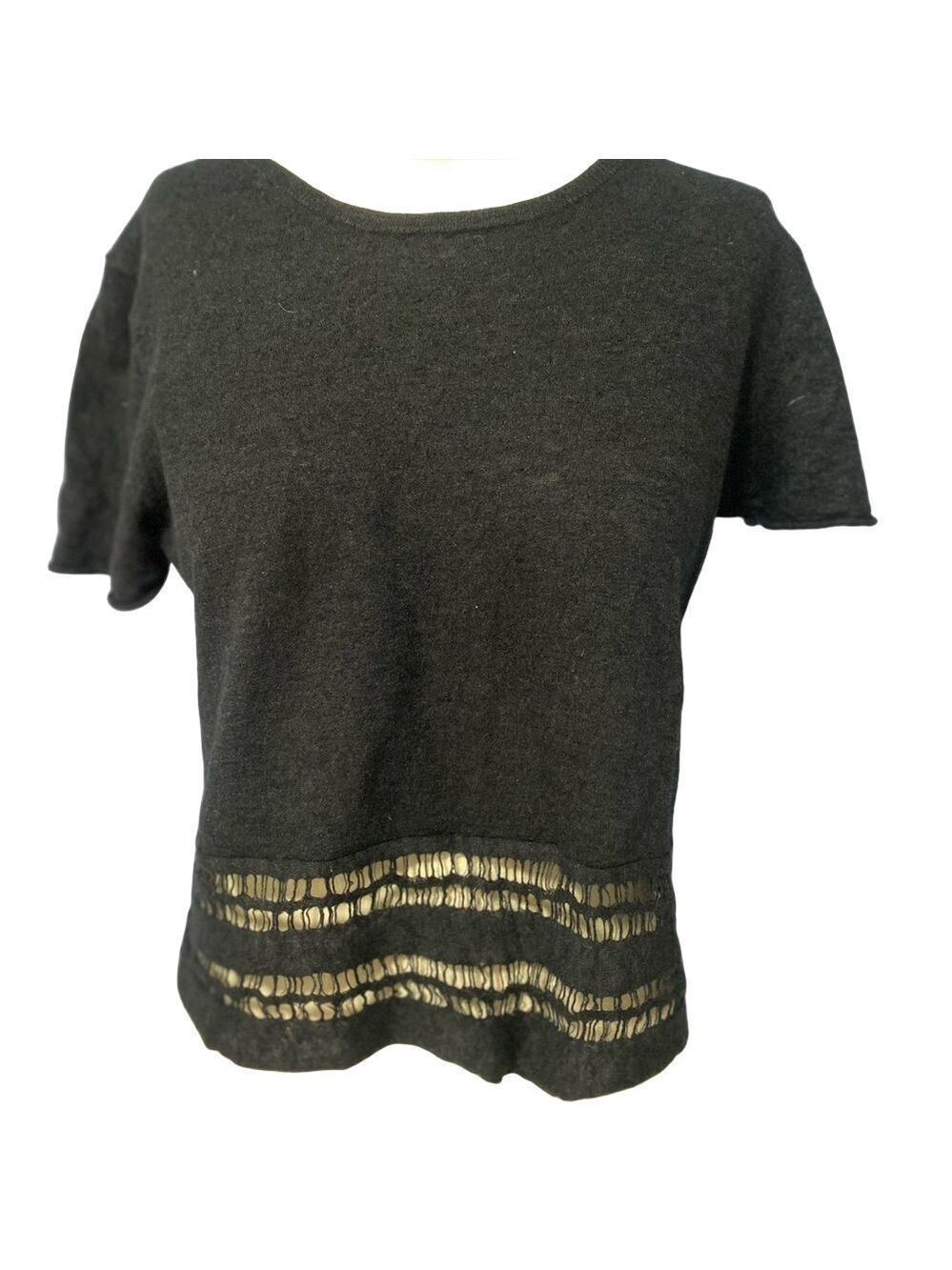 360 Cashmere black Crop Cut Out T-Shirt